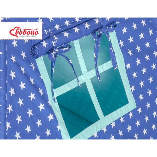 MINI Set: Teepee Zelt mit Spielmatte und Schmuckfedern GRATIS! - Dunkelblaue sternchen