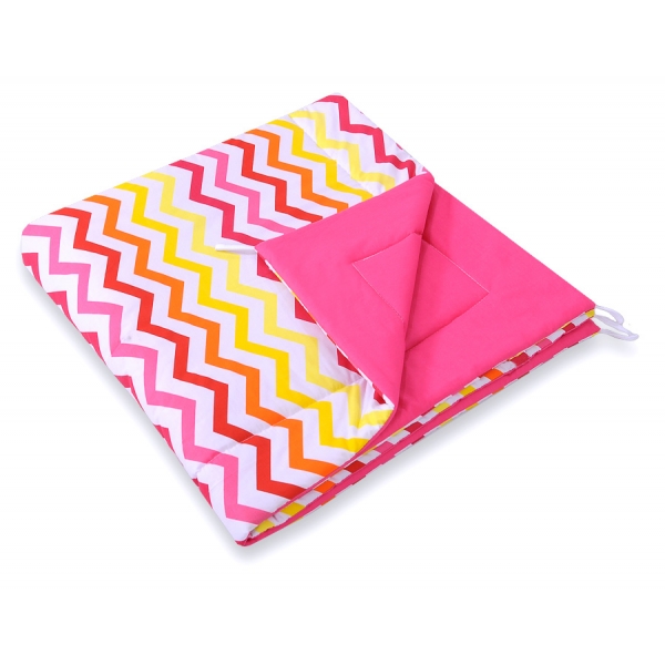 MINI Set: Tipi Zelt+ Spielmatte - Chevron rosa-gelb