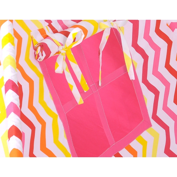 MINI Set: Tipi Zelt+ Spielmatte - Chevron rosa-gelb
