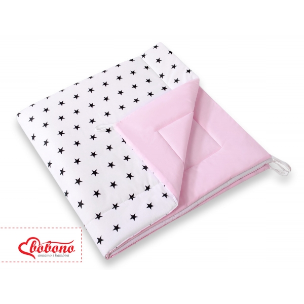 MINI Set: Tipi-Zelt mit Spielmatte und Schmuckfedern GRATIS! -  Schwarze Sternchen/rosa