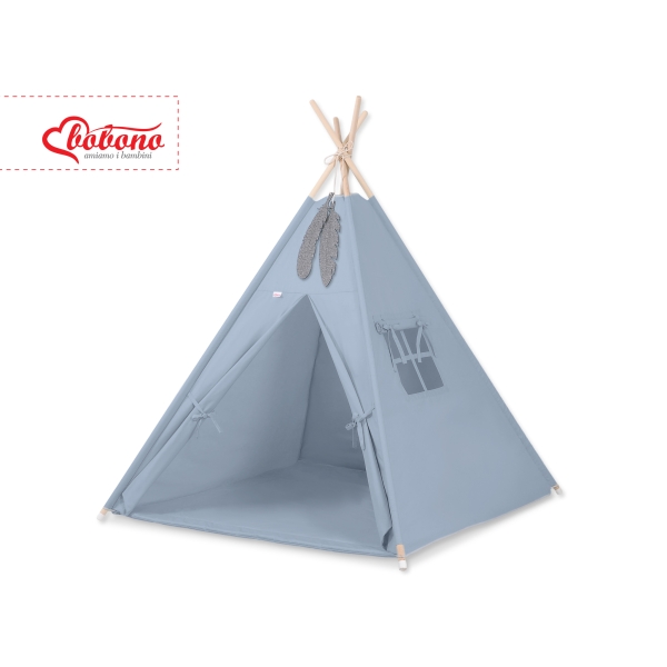 MINI Set: Teepee Kinderspielzelt+ Spielmatte + Schmuckfedern GRATIS!- pastellblau