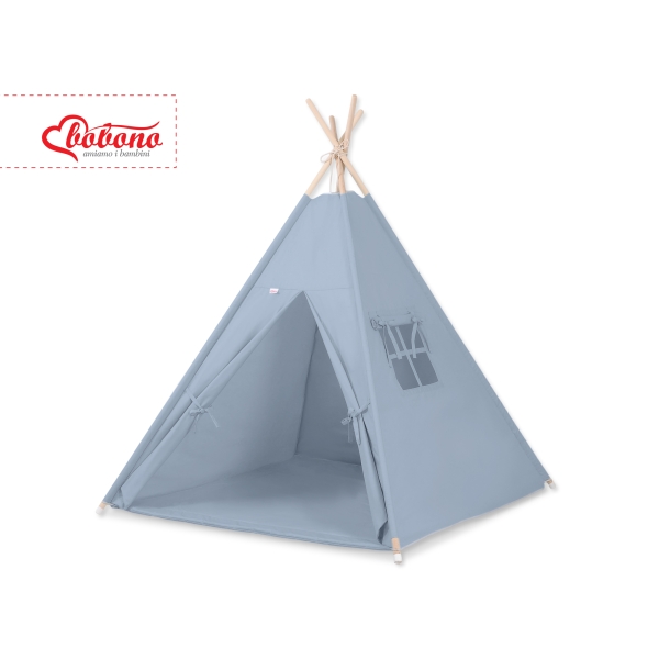 MINI Set: Teepee Kinderspielzelt+ Spielmatte + Schmuckfedern GRATIS!- pastellblau