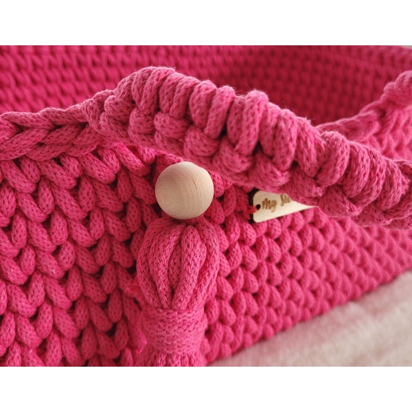 Moses-Korb für Puppen aus Baumwollschnur - Puppenträger - fuchsia