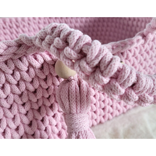 Puppenkorb Boho Baumwolle - Puppenträger - rosa