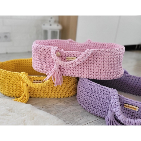 Puppenkorb Boho Baumwolle - Puppenträger - rosa