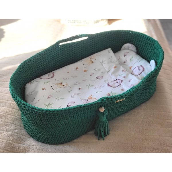Moseskorb Boho für Babys - grün