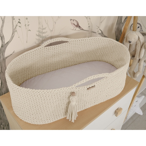 Moseskorb Boho für Babys mit Ständer - Creme