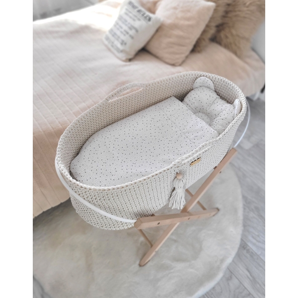 Moseskorb Boho für Babys mit Ständer - Creme