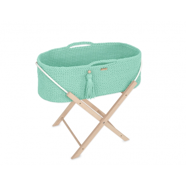 Moseskorb Boho für Babys mit Ständer - Minze