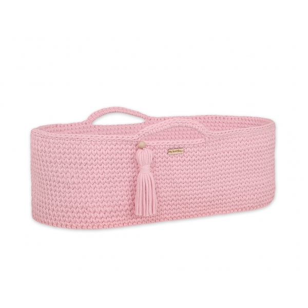 Moseskorb Boho handgeflochten aus Baumwollschnur - rosa