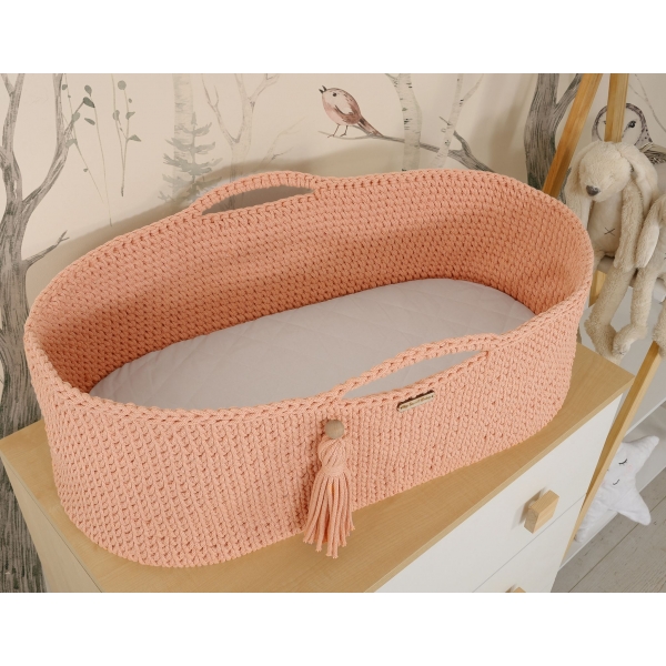 Moseskorb Geflochten  Boho Handmade - Lachs