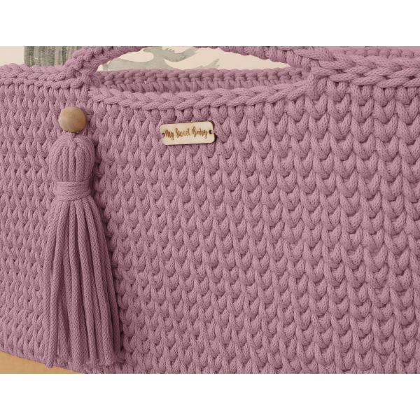 Moseskorb aus Baumwollschnur Boho Handmade - Lavendel