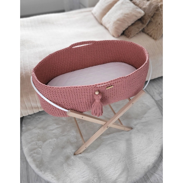 Moseskorb Boho Handmade mit Ständer -blush