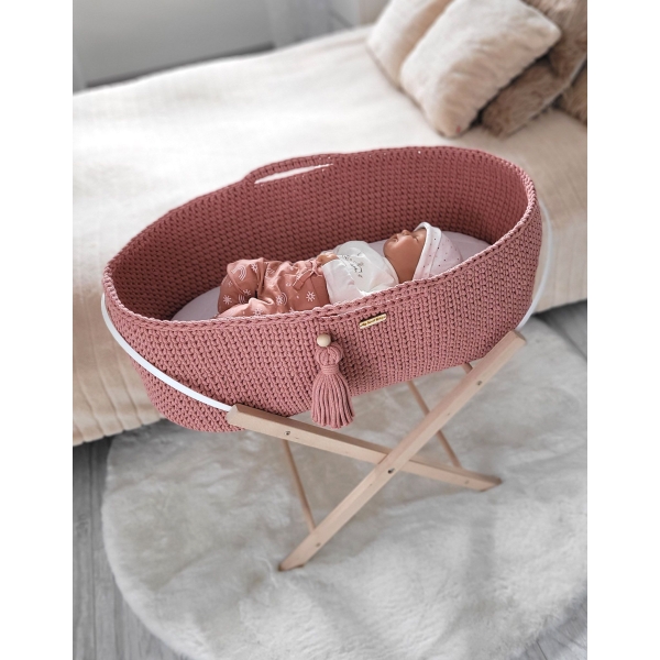 Moseskorb Boho Handmade mit Ständer -blush