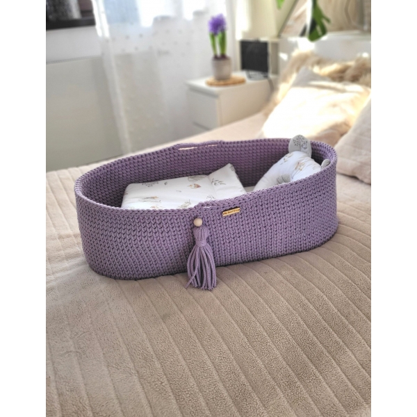 Moseskorb Boho Handmade mit Ständer -lila