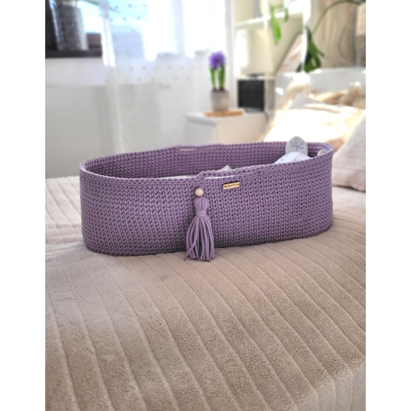 Moseskorb Boho Handmade mit Ständer -lila