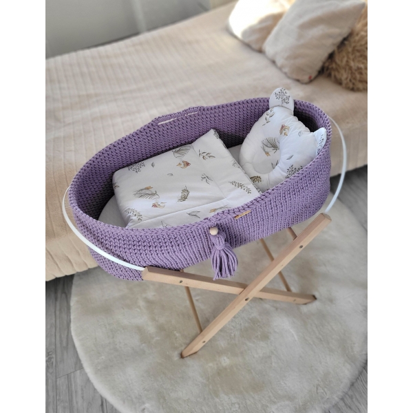 Moseskorb Boho Handmade mit Ständer -lila