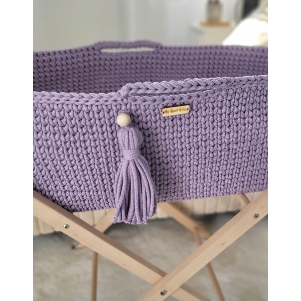 Moseskorb Boho Handmade mit Ständer -lila