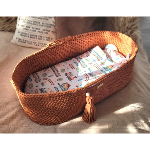 Moseskorb mit Ständer Boho-Stil - terracotta