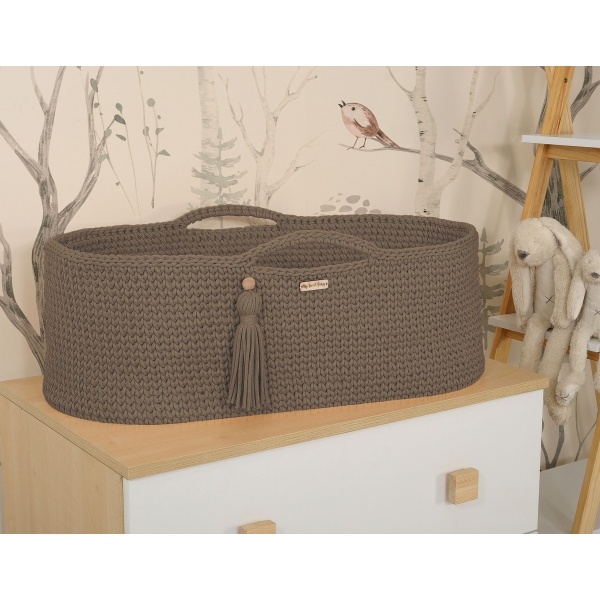 Geflochtener Moseskorb Boho Handmade - Mocca