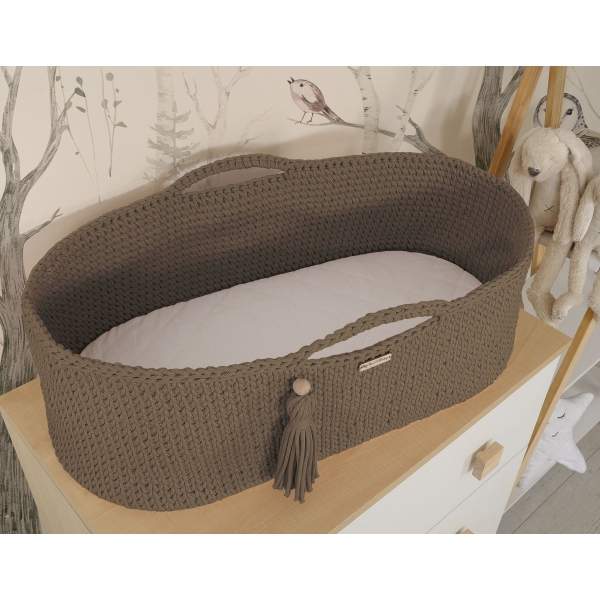 Geflochtener Moseskorb Boho Handmade - Mocca