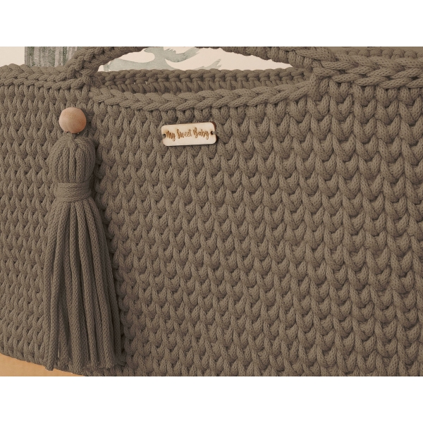 Geflochtener Moseskorb Boho Handmade - Mocca