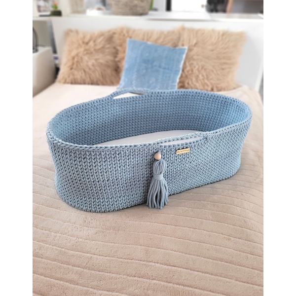 Moseskorb Handmade Boho - misty blue