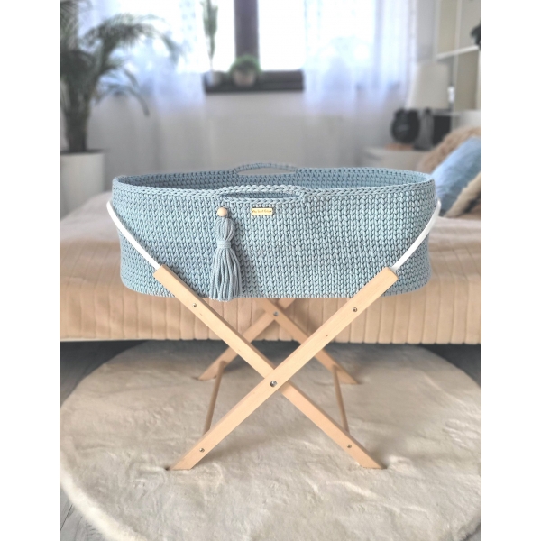 Moseskorb Handmade Boho - misty blue