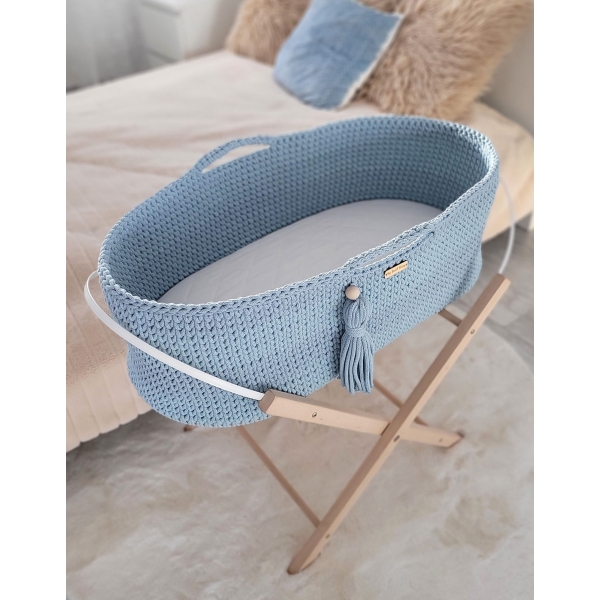Moseskorb Handmade Boho - misty blue