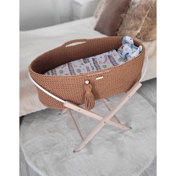 Moseskorb mit Gestell Handmade Boho - caramel