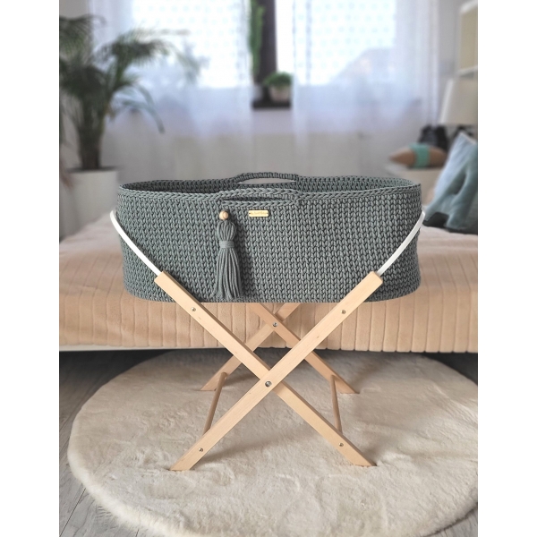 Moseskorb mit Gestell Handmade Boho - laurel
