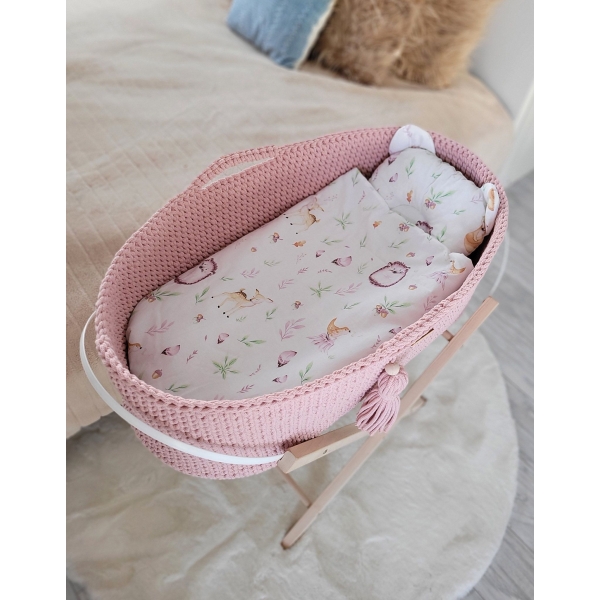Moseskorb Handmade Boho - pastel pink