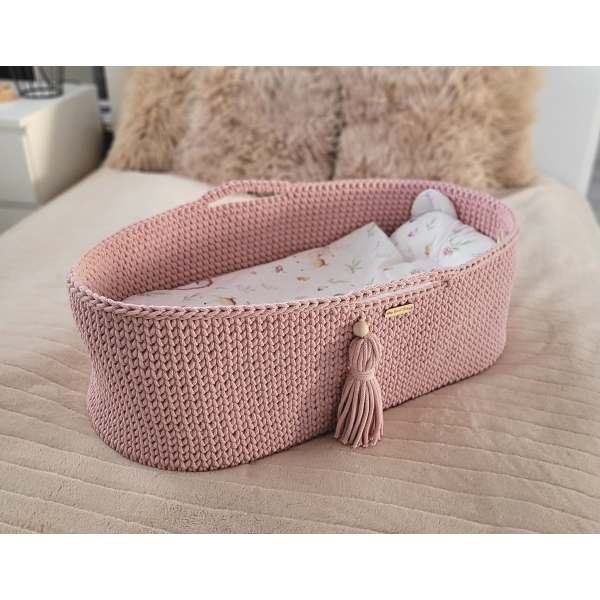 Moseskorb Handmade Boho - pastel pink