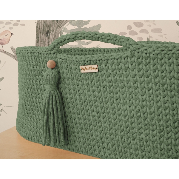 Moseskorb mit Ständer Boho Handgemacht  Pistazien