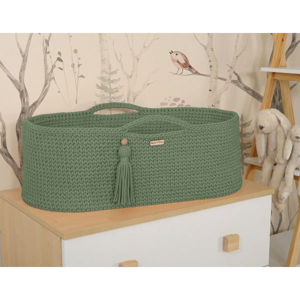 Moseskorb mit Ständer Boho Handgemacht  Pistazien