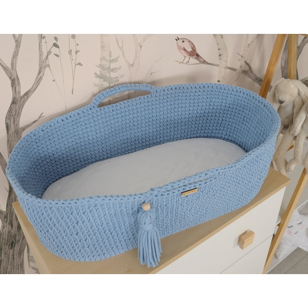 Moseskorb mit Ständer Boho Handmade blau