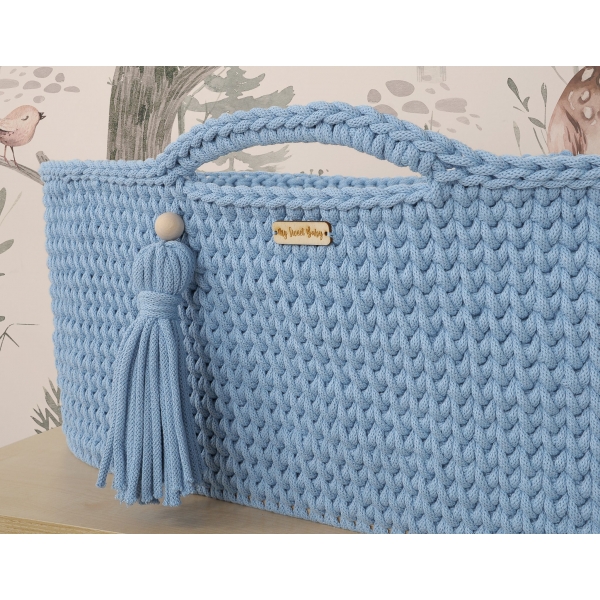 Moseskorb mit Ständer Boho Handmade blau