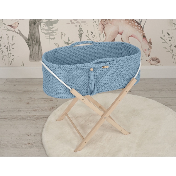 Moseskorb mit Ständer Boho Handmade blau