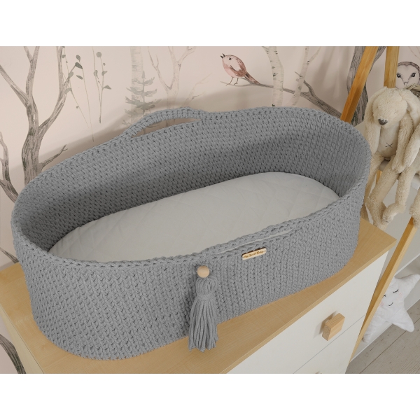 Moseskorb mit Ständer Boho Handmade dunkelgrau