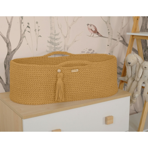 Moseskorb mit Ständer Boho Handmade honig gelb
