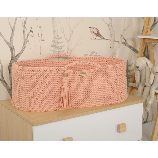 Moseskorb mit Ständer Boho Handmade Lachs