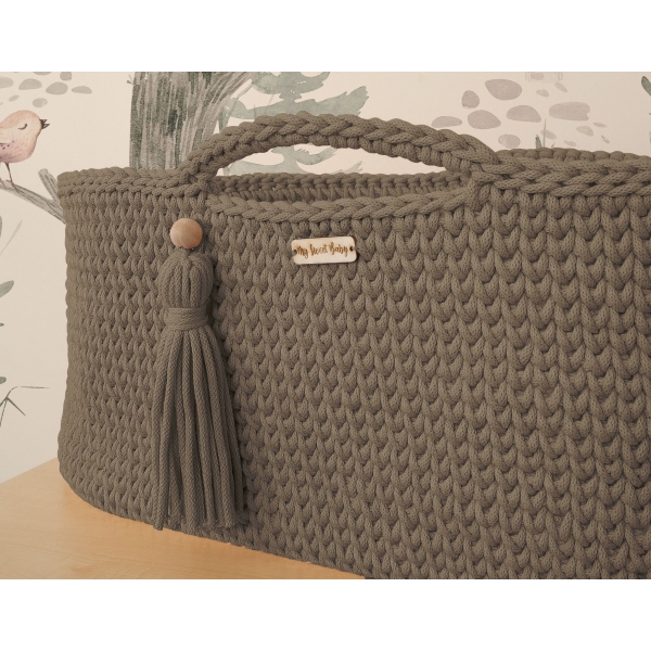Moseskorb mit Ständer Boho Handmade mocca