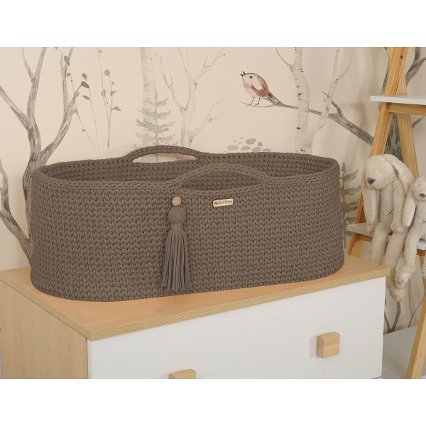 Moseskorb mit Ständer Boho Handmade mocca