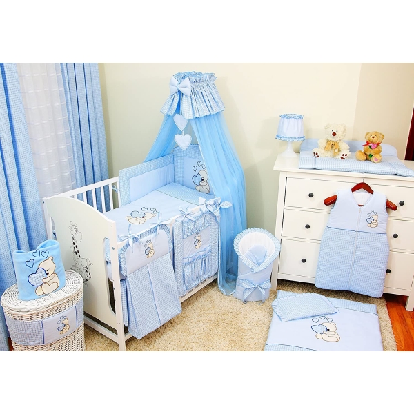 Moskitonetz für Babybett aus Baumwolle und Chiffon Blau