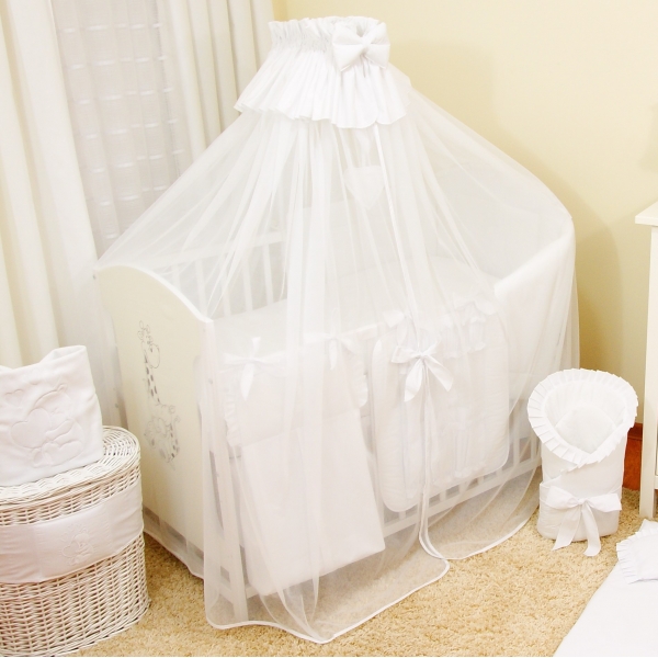 Weiß Moskitonetz für Babybett mit Himmelstange