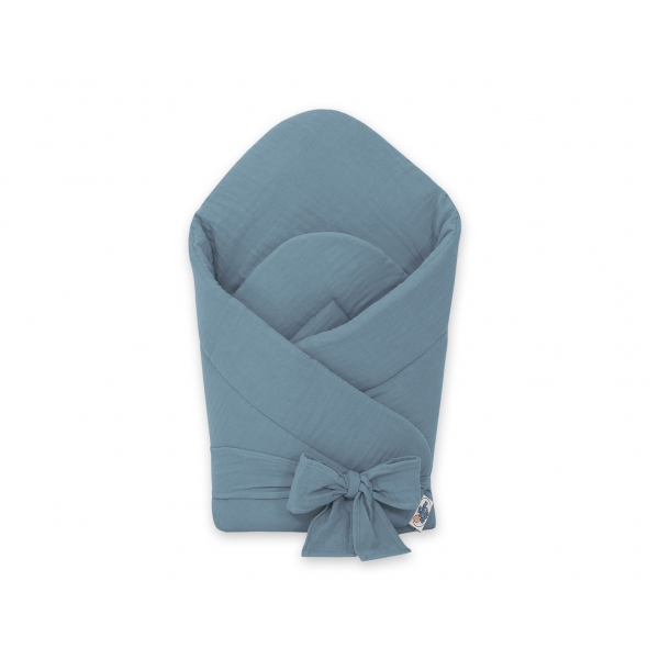 MUSSELIN Babyhörnchen mit Steifen Einlage mit Schleife - pastellblau