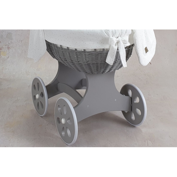 Musselin Bettwäsche für Stubenwagen aus graues Weide