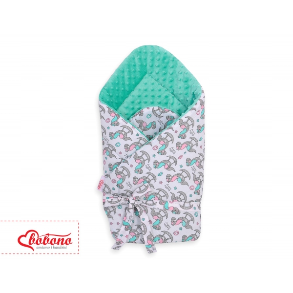 Babyhörnchen Einschlagdecke für Babys minky mit Schleife - Schaukelpferde