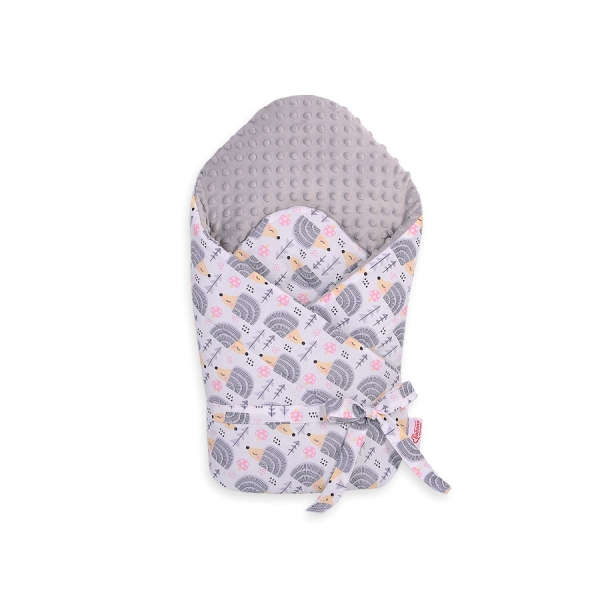 Babyhörnchen für Babys minky mit Steifen Einlage mit Schleife - Igel grau