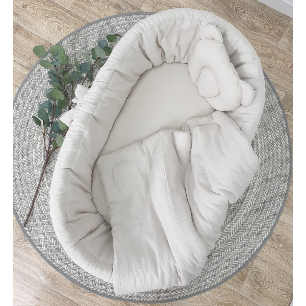 Neturweide Stubenwagen mit Bettwäsche Beige Musselin